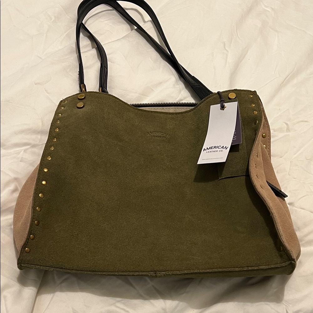 American Leather Co. Olive and Tan Tote Bag